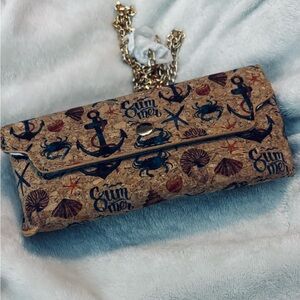 Cork Nautical Sea Print Themed Vegan Wallet/Clutch Crossbody